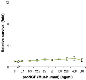 Alomone Labs Recombinant human proNGF (cleavage resistant) protein does not promote survival of PC12 cells.